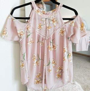 Cold shoulder floral top